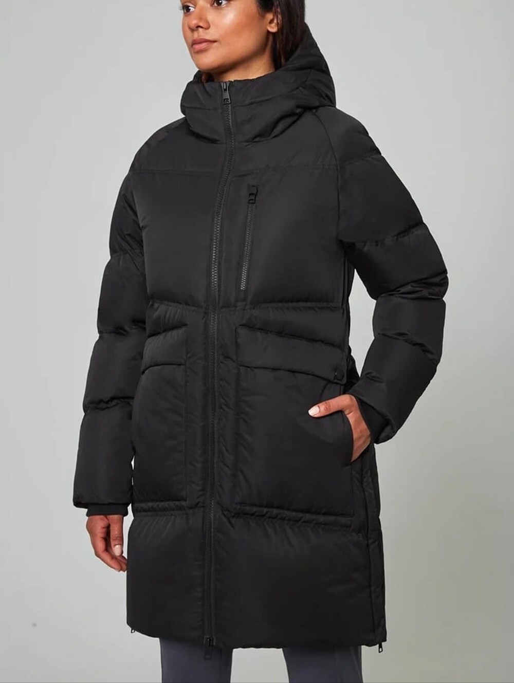 Black Quilted Down Puffer Coat